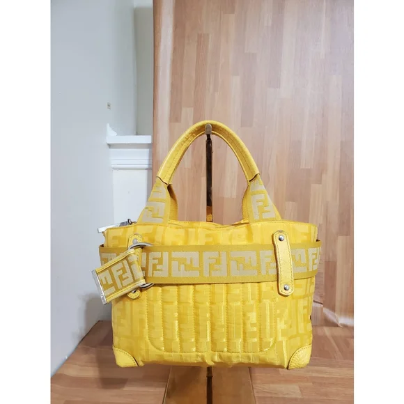 FENDI Zucca Zip Code Shoulder Yellow Bag - Picture 5 of 12